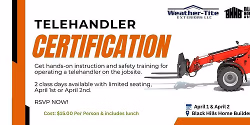 Telehandler Certification- April 1st