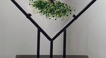 10\/28\/26 - Fused Glass - Fall Tree with Display Stand at KPs Trading Co