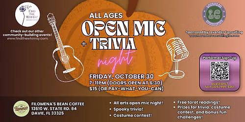Halloween Open Mic Night and Trivia Night!