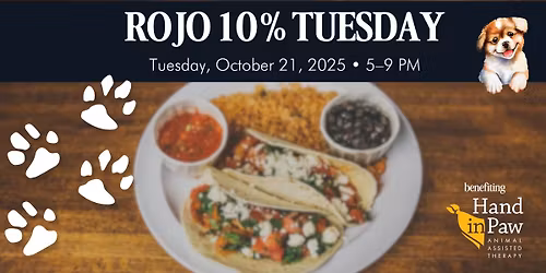 Rojo 10% Tuesday for Hand in Paw