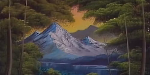 Lake in the valley - Paint like Bob Ross