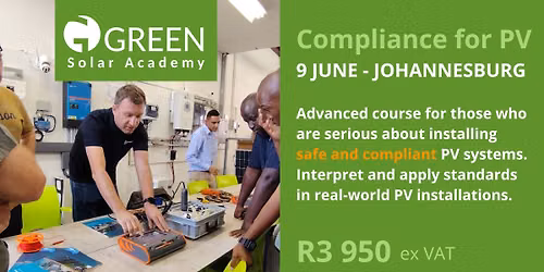 Compliance for PV Systems - Electricians and Advanced Installers - JHB