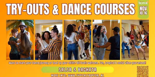 Proeflessen & cursussen \u2022 Salsa & Bachata \u2022 Start 10 t\/m 16 november