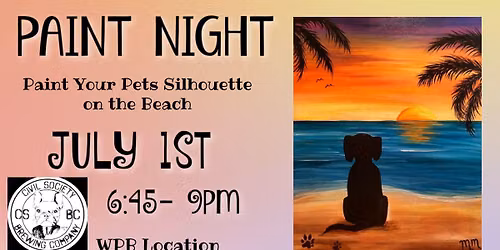 Pet Silhouette on the Beach Paint Night