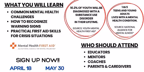 FREE Youth Mental Health First Aid training (in-person)