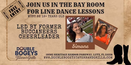 LINE DANCING with Simone from 7pm-9pm Every 1st & Every 3rd Thursday of the Month at Double Bogey's