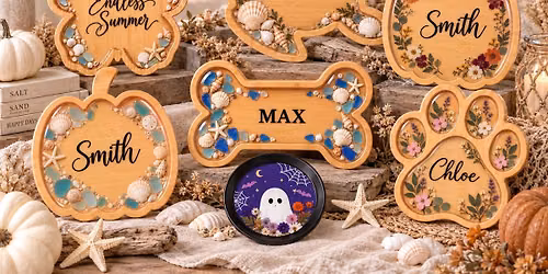 Fall Flower\/Beachy Signs Halloween Ghost Trinket Dish Craft Workshop -The Sandbar & Grille Ft. Myers