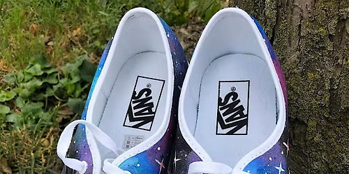 Galaxy-Themed Shoe Painting craft workshop in Montgomery County, Md.