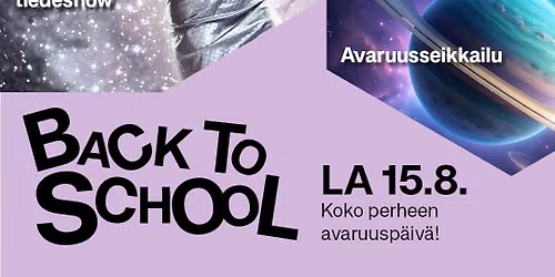 Back to School-tapahtuma lauantaina 15.8.