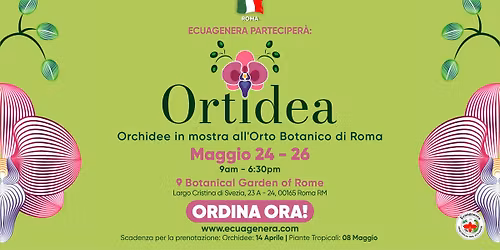 Ecuagenera parteciper\u00e0 a: ORTIDEA - Orchidee in mostra all'Orto Botanico di Roma