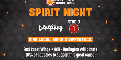 Studio 1 Spirit Nights at East Coast Wings + Grill Burlington