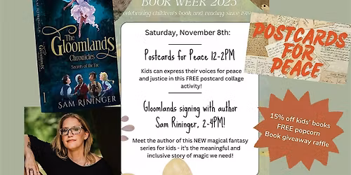 FREE EVENT: Postcards for Peace & 'Gloomlands' Local Indie Author Signing!