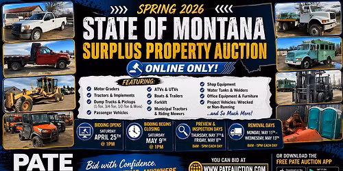 Spring 2026 State of Montana Surplus Property Preview & Inspection Days