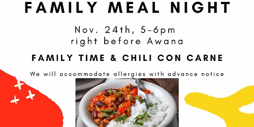 Family Meal Night for our Awana families