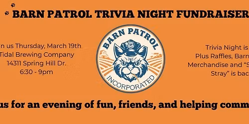 Barn Patrol Trivia Night Fundraiser at Tidal Brewing Company