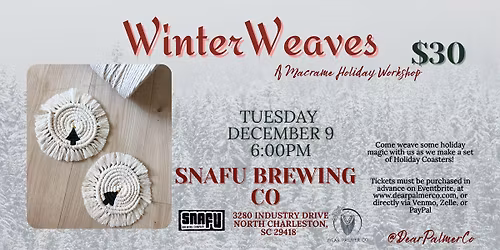Winter Weaves- A Macrame Holiday Coaster Workshhop