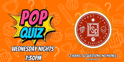 Kelowna - POP QUIZ Wednesday @ The Train Station Pub
