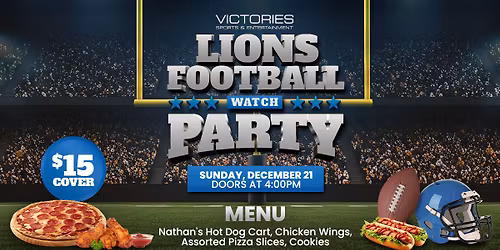 Lions vs. Steelers Watch Party at Victories