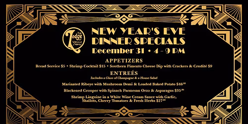 New Year\u2019s Eve Dinner at The Lodge at Wakulla Springs \u2728