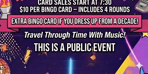 Decades Music Bingo at The German Club - Broad Brook