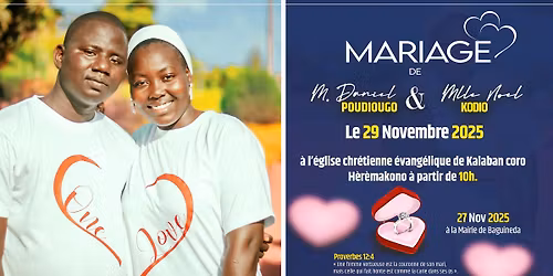 Mariage de M. Daniel Poudiougo et Mlle Noel Kodio