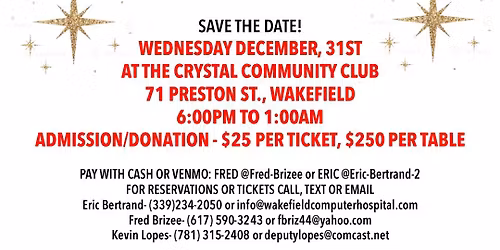 Crystal Community Club New Years Eve Party!