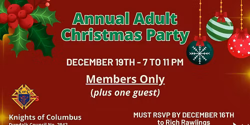 Annual Christmas Party - Members Only