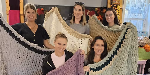 Handknit Chunky Yarn Blanket - PRIVATE EVENT