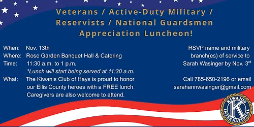 Veterans \/ Active-Duty Military \/ Reservists \/ National Guardsmen Appreciation Lunch