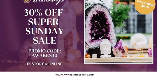 Super Sunday Sale - 30% Off Storewide - In Store & Online