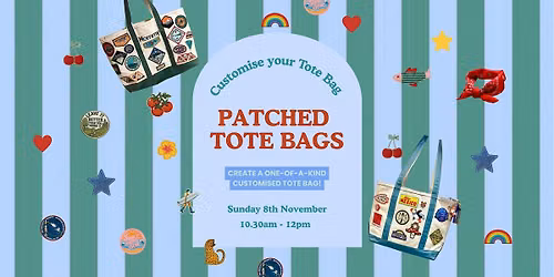 Patched Tote Bag Workshop | Unlimited Patches at our Patch Bar!