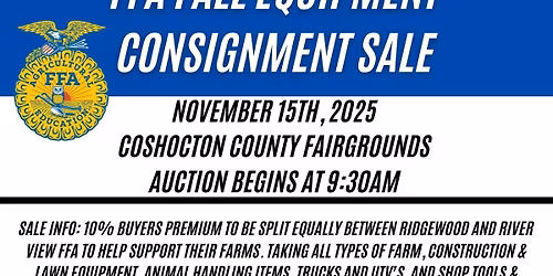 Ridgewood and River View FFA Fall Equipment Consignment Sale