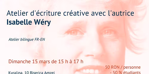 Atelier bilingue (FR-EN) d'\u00e9criture cr\u00e9ative avec l'autrice Isabelle W\u00e9ry