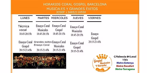 Ensayo gratis de Coral GospelBarcelona, musicales ,m\u00fasica moderna ,t\u00e9cnica