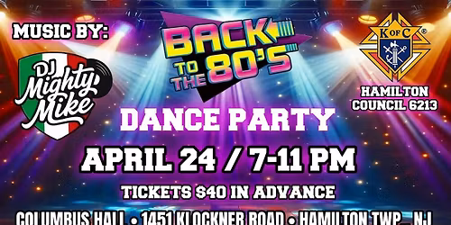 Back to the 80's Dance Party at Columbus Hall