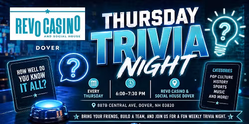 Thursday Trivia Night at Revo Casino & Social House Dover