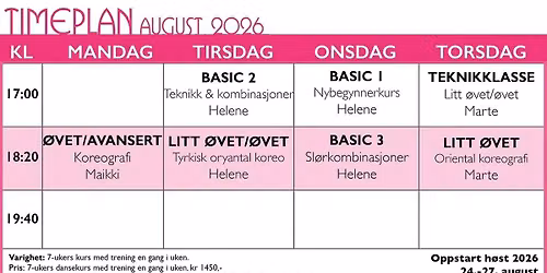 Kursstart 24.-7. august 2026