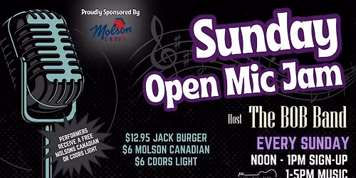 Sunday Open Mic Jam hosted by The BOB Band