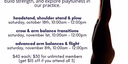 inversions workshop series: advanced arm balances & flight