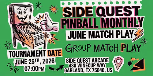 JUNE PINBALL Tournament Sponsored by STERN PINBALL IFPA official come play some pinball and haveFUN 