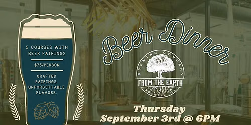 FTE Beer Dinner September 3rd 6pm