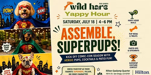 Assemble, Superpups! Yappy Hour: Wild Hare Bar Garden