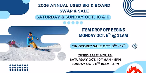 2026 Annual Used Ski & Snowboard Swap & Sale