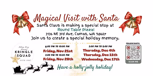 A Magical Visit with Santa Claus! at Round Table Pizza