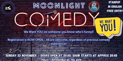 Moonlight Comedy Showcase - Free Standup in English in Tel Aviv