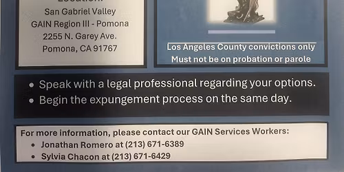Expungement Clinic Pomona Ca