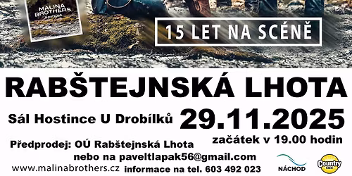 Koncert Malina Brothers v Rab\u0161tejnsk\u00e9 Lhot\u011b
