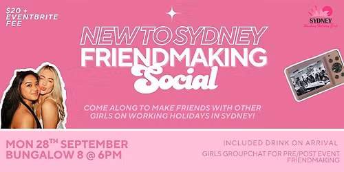 New To Sydney Friendmaking Social | Sydney Working Holiday Girls