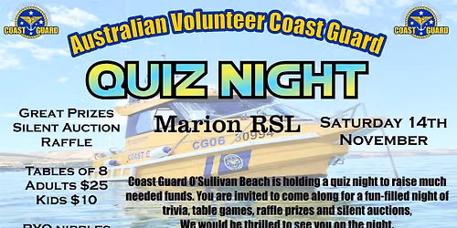 Coast Guard O'Sullivan Beach Quiz Night