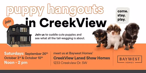 Puppy Hangouts in CreekView (Saturday Sept 26th, Oct 3rd & Oct 10th)